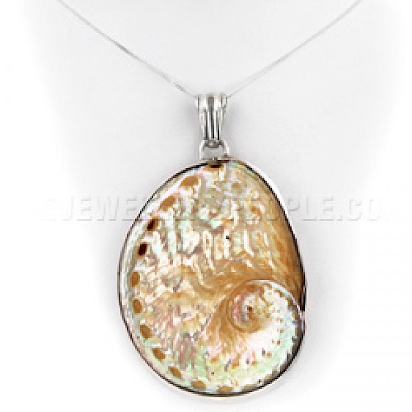 Cream Abalone Spiral & Silver Pendant - SL106
