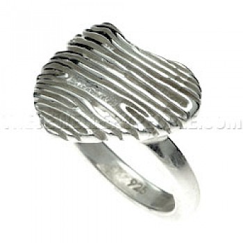 Crinkled Heart Silver Ring