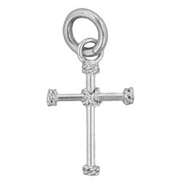 Cross Rope End Silver Charm