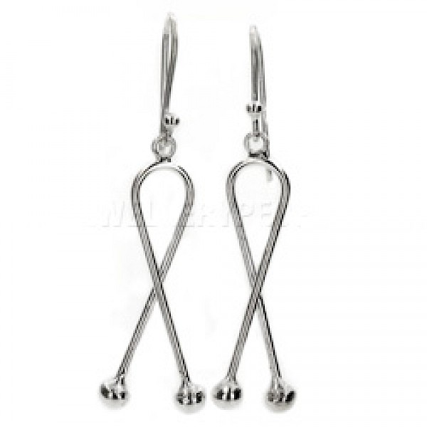 Crossed Post Silver Earrings