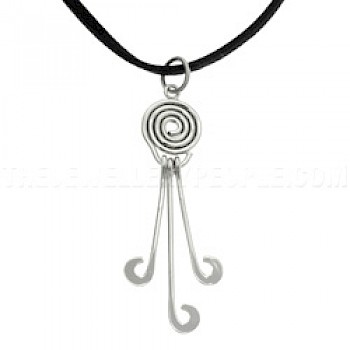 Curled Three Tail Silver Pendant - PT374