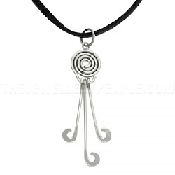 Curled Three Tail Silver Pendant - PT374