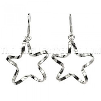 Curly Stars Silver Earrings - 50mm Long