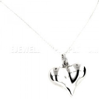 Curve Heart Chunky Silver Pendant - 35mm - PT991