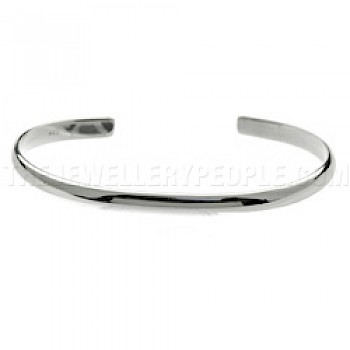Curved-Edged Silver Bangle - 5.5mm Wide
