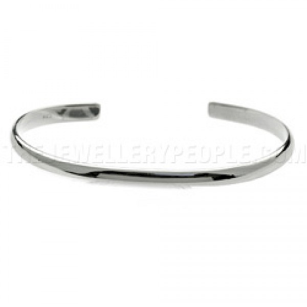 Curved-Edged Silver Bangle - 5.5mm Wide