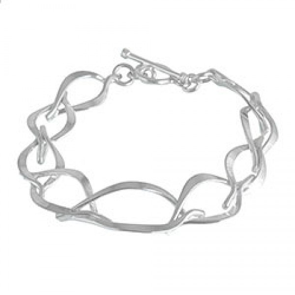 Curved Eye Silver Bracelet-Antique finish