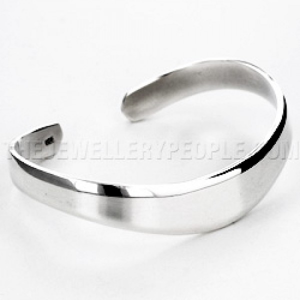Curved Plain Silver Cuff Bangle - 11mm Wide