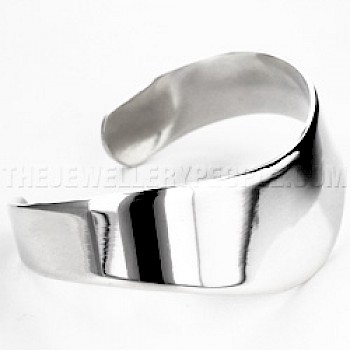 Curved Plain Silver Cuff Bangle - 24mm Wide