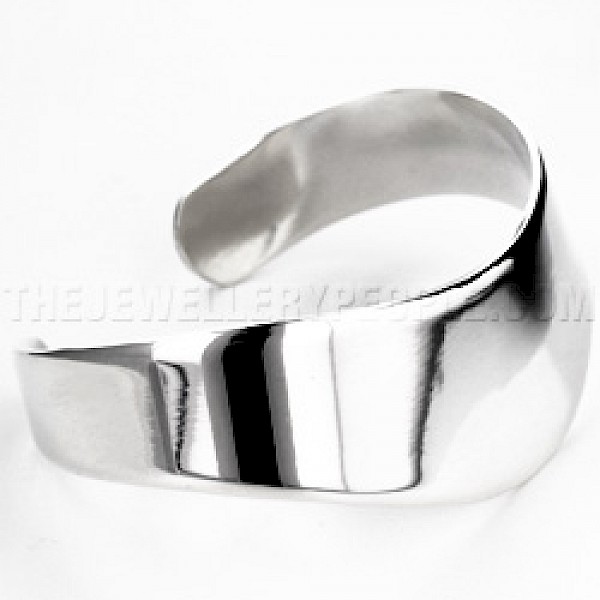 Curved Plain Silver Cuff Bangle - 24mm Wide