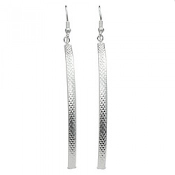 Curved Snakeskin Silver Earrings - 70mm Long