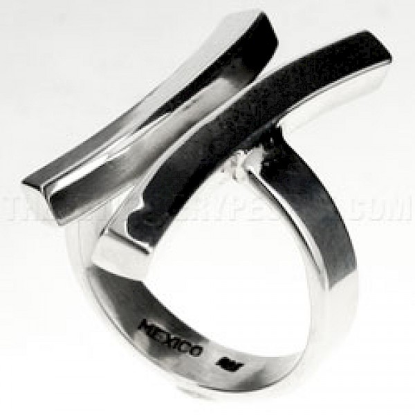 Curved Bar Silver Ring