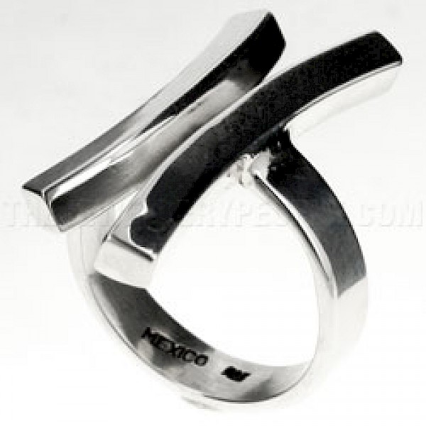 Curved Bar Silver Ring - RG078