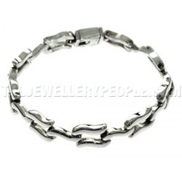 Curves Hinged Silver Bracelet