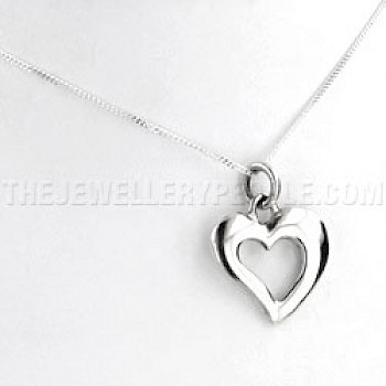 Curvy Heart Outline Silver Pendant - PT095