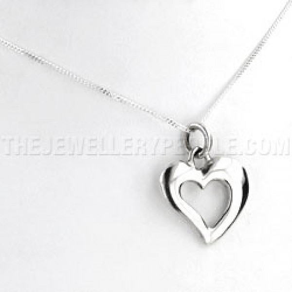 Curvy Heart Outline Silver Pendant - PT095