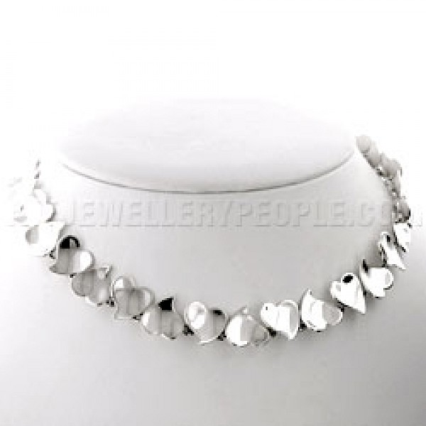 Concave Hearts Silver Necklace