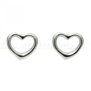 Cut Out Heart Silver Stud Earrings - 12mm