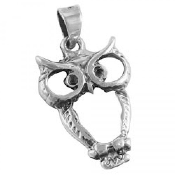 Cut Out Owl Silver Pendant - AL111