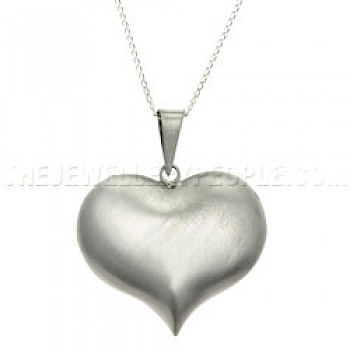 Cute Brushed Silver Heart Pendant - Large - PT616
