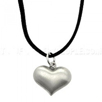 Cute Brushed Silver Heart Pendant - Small - PT614