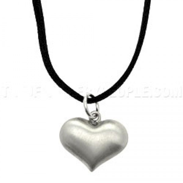 Cute Brushed Silver Heart Pendant - Small - PT614