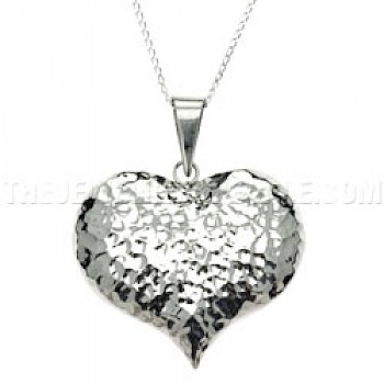 Cute Hammered Silver Heart Pendant - Large - PT617