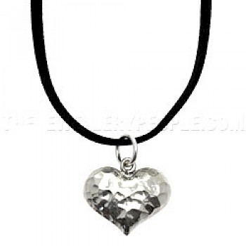 Cute Hammered Silver Heart Pendant - Small - PT613