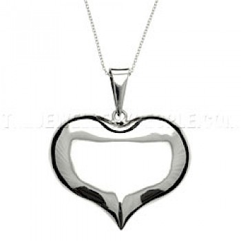 Cute Polished Silver Heart Pendant - Large - PT615