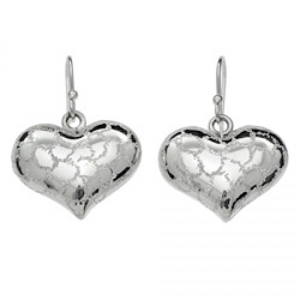 Cute Scale Silver Heart Earrings - 30mm Long