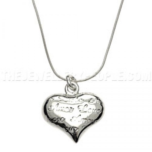 Cute Text Silver Heart Pendant - PT567