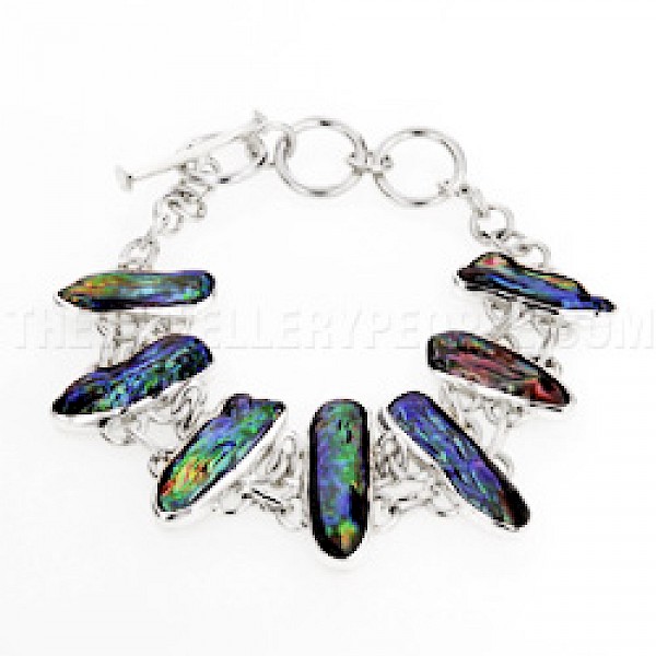 Dark Biwa Pearl & Silver Bracelet - SL051