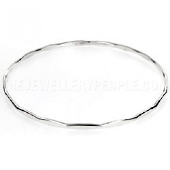 Diamond Shape Silver Bangle - 3mm Solid