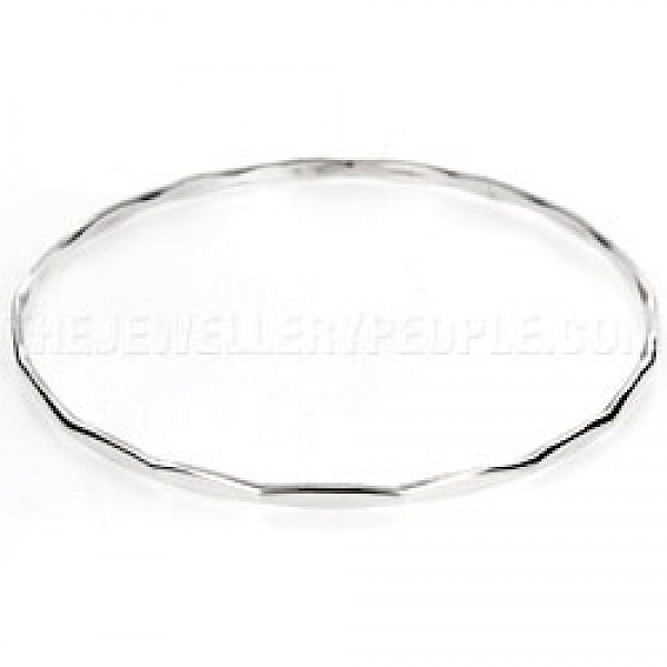 Diamond Shape Silver Bangle - 3mm Solid