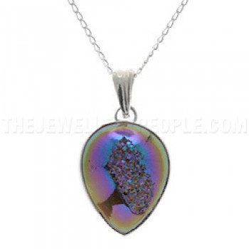 Druzy Quartz & Silver Pendant - CD245