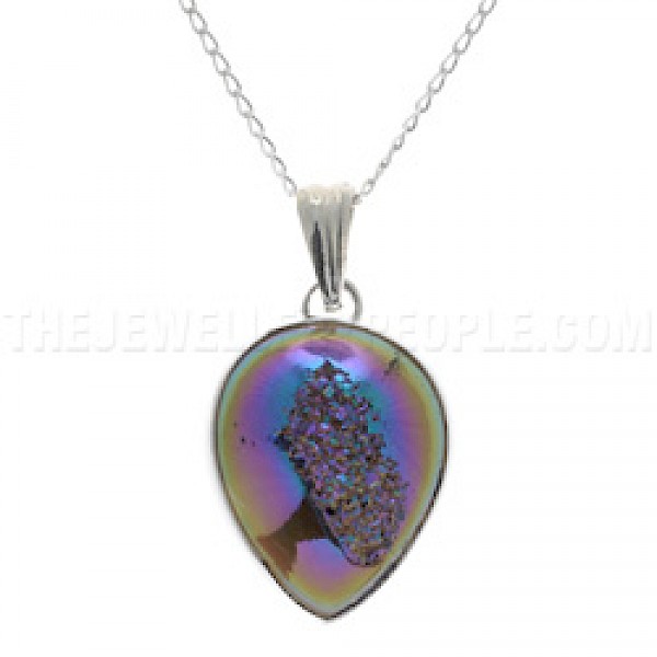 Druzy Quartz & Silver Pendant - CD245
