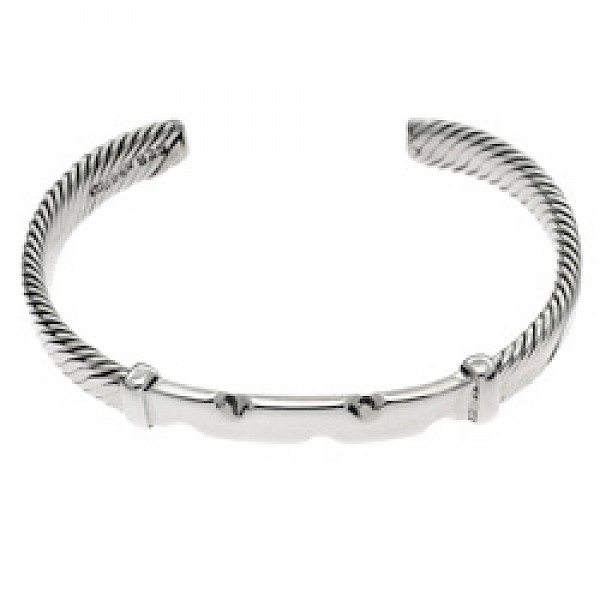 Silver Flexible Wire ID Bangle - 9mm Wide