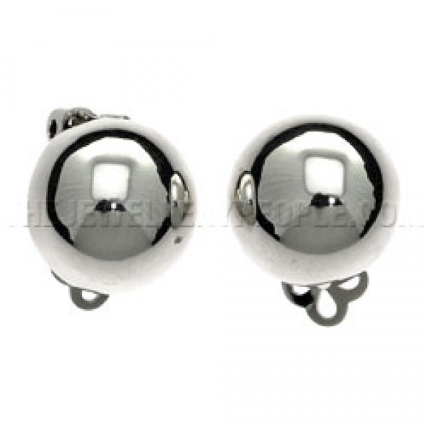 Dome Silver Clip On Earrings - 13mm - CLP048