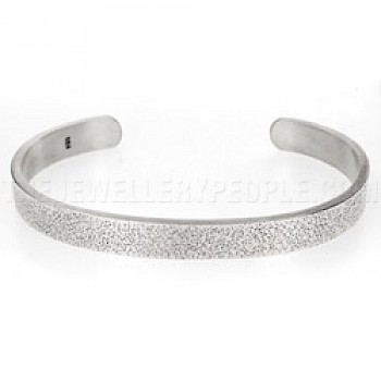 Dot Texture Open Silver Bangle - 10.5mm Wide - UBA080