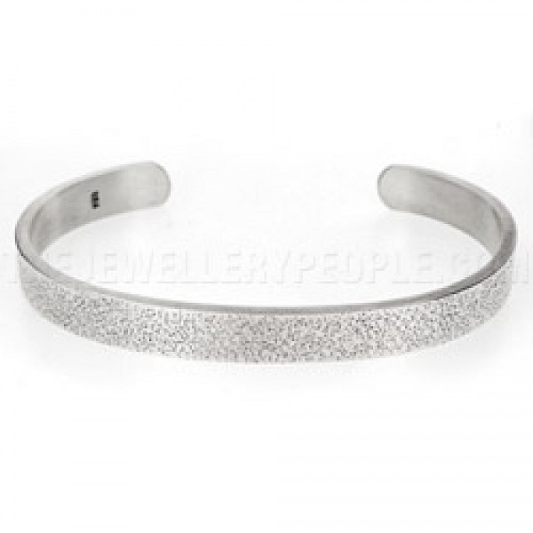 Dot Texture Open Silver Bangle - 10.5mm Wide - UBA080
