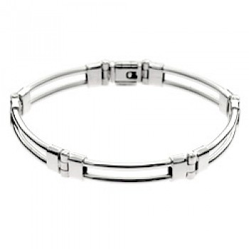 Double-Bar Silver Hinged Bracelet