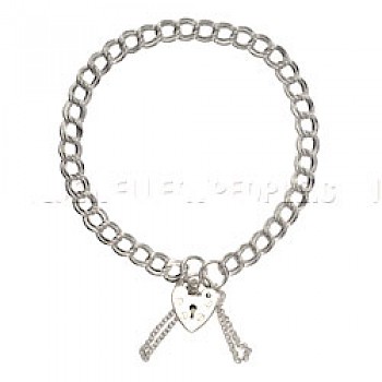 Girls Lock Silver Bracelet - Double Chain - BT346
