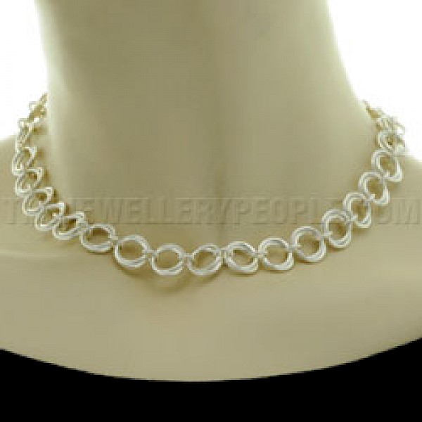 Double Circle Silver Necklace