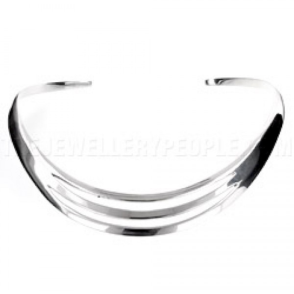 Double Curved Slot Silver Collar - 17mm Wide