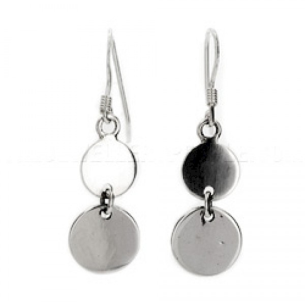 Double Disc Silver Earrings