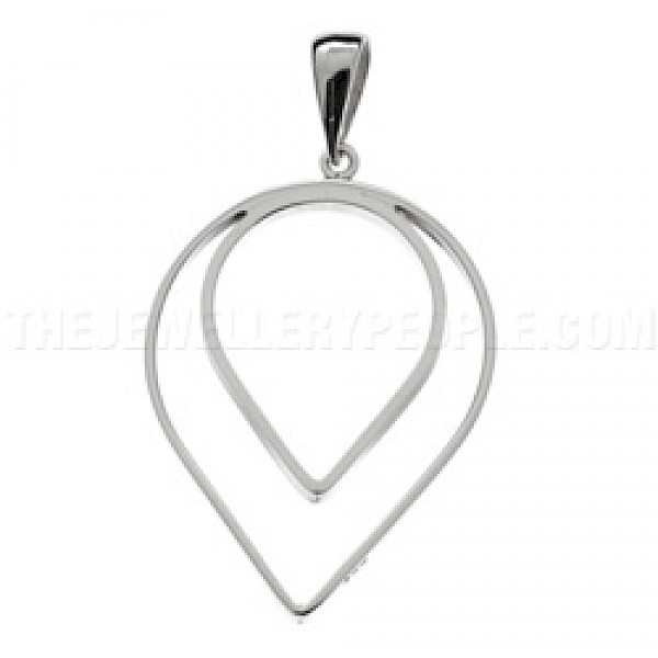 Double Droplet Silver Pendant - PT203