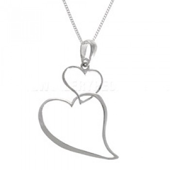 Double Hanging Heart Silver Pendant - PT390