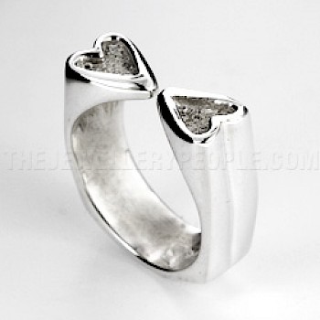 Double Heart Silver Ring - RG175