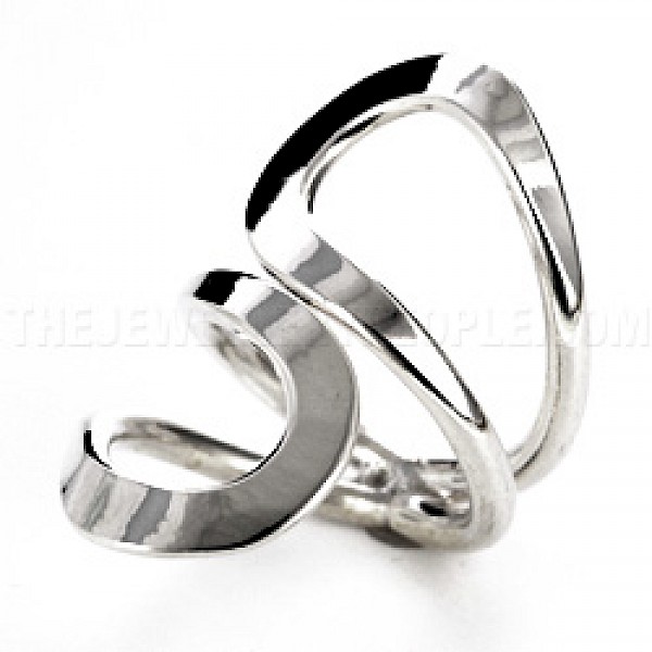 Double Loop Silver Ring - RG076