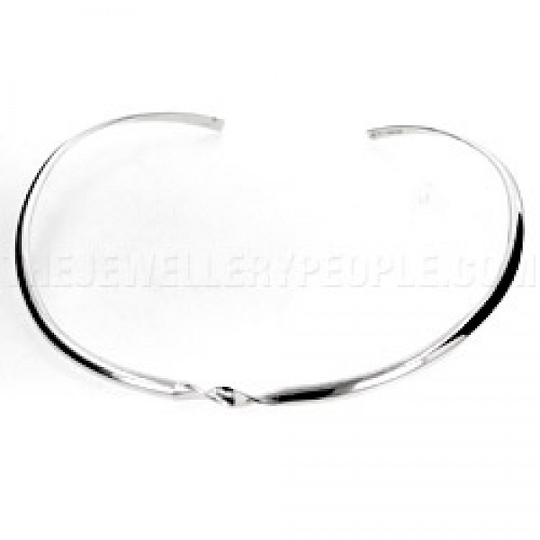 Double Twist Silver Collar - 4mm Wide - CR072